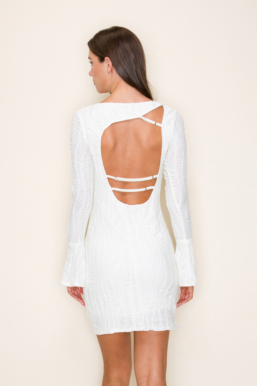 long bell sleeve textured dress