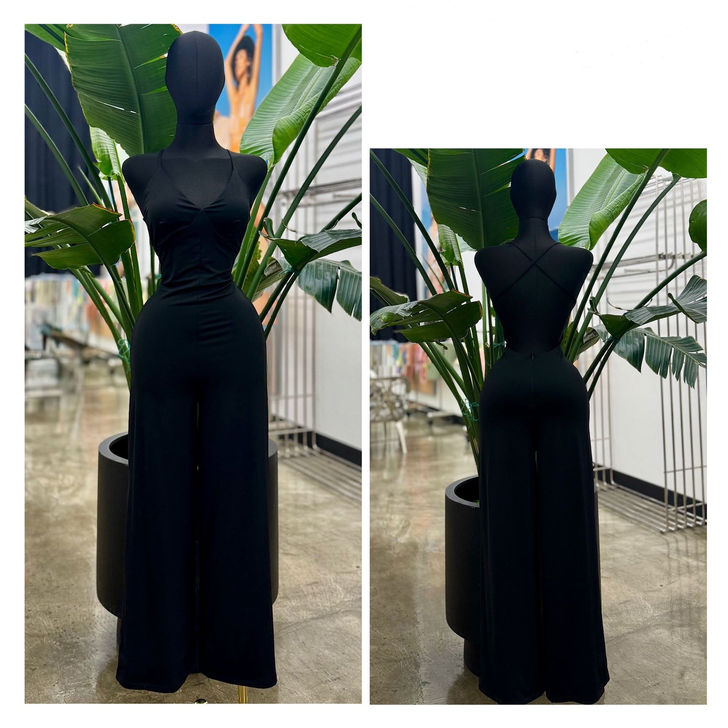 slinky v neck sleeveless jumpsuit