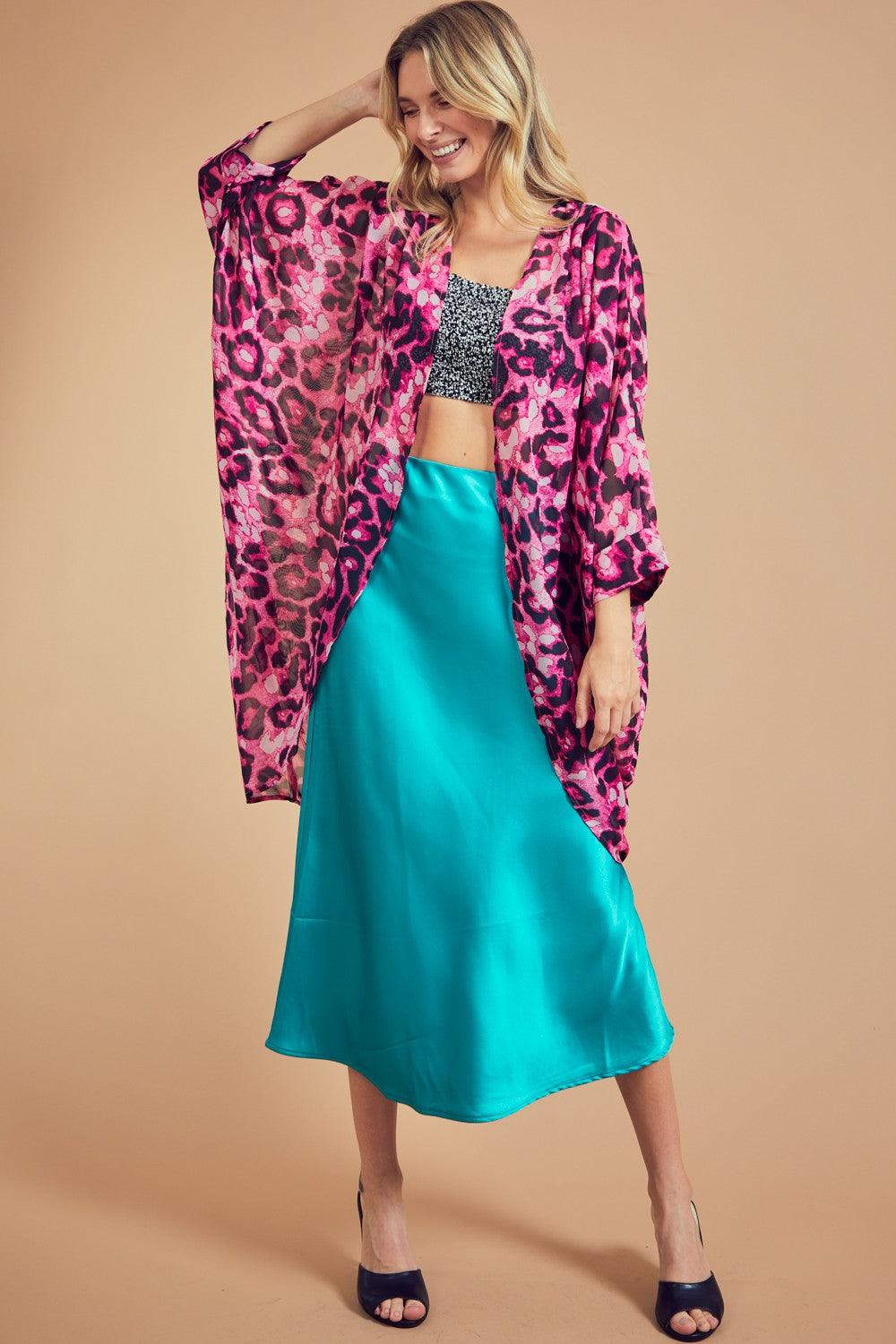 PLUS leopard sheer kimono cardigan - tikolighting