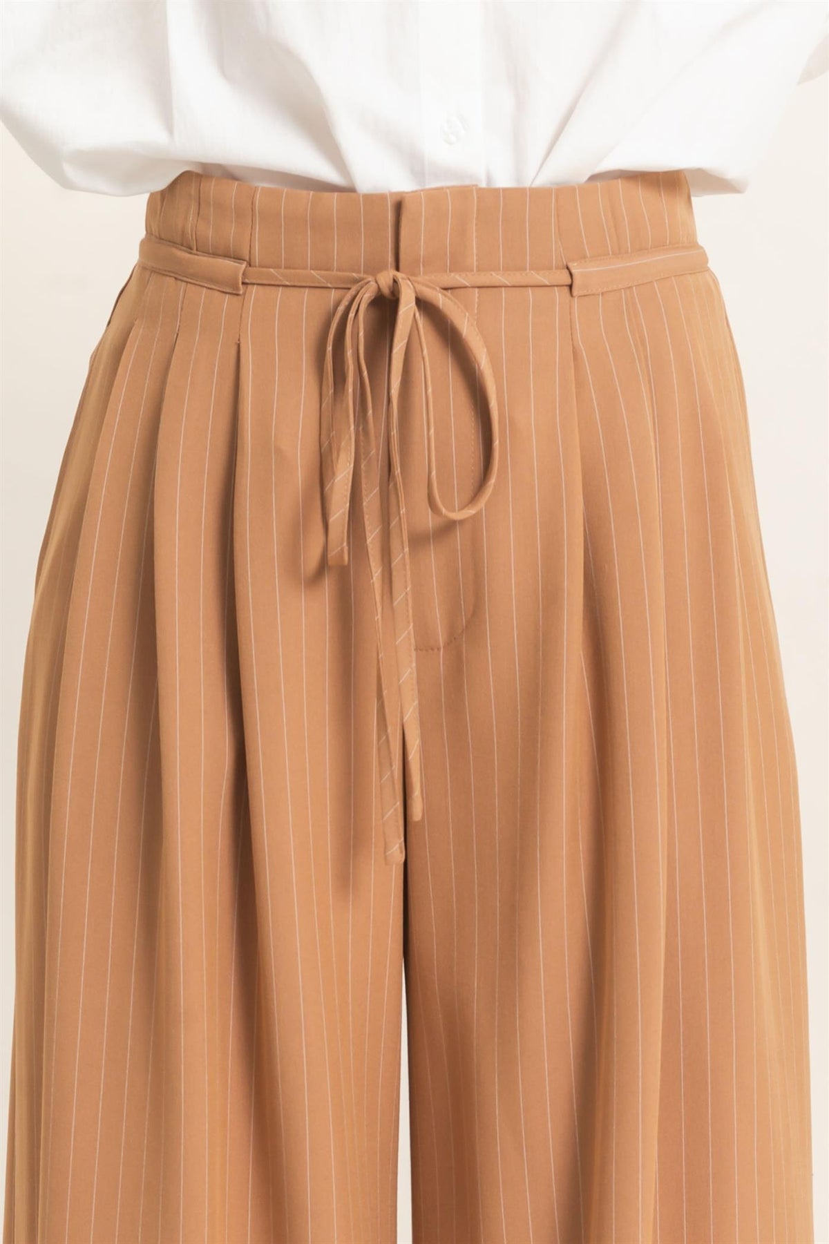 Drawstring Pleated High Waist Wide-leg Pants