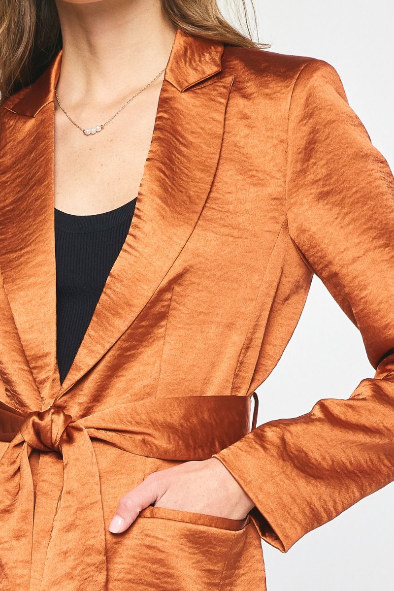 Belted Satin Blazer