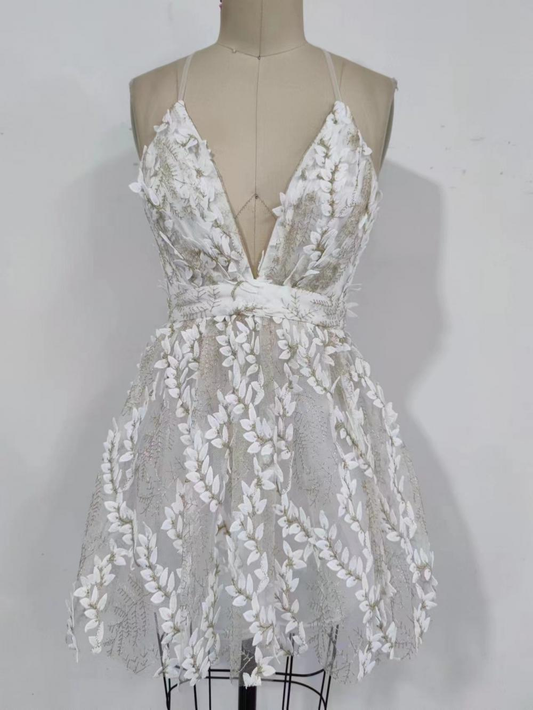 lurex & lace fit & flare sleeveless dress