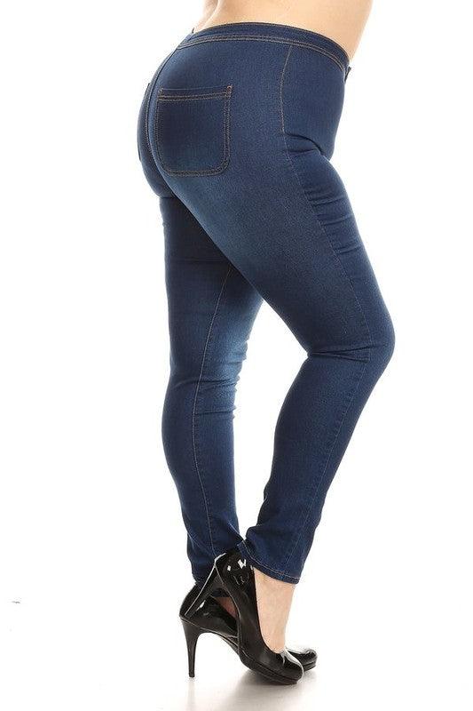 GP3101 PLUS high waist stretch skinny jeans - tikolighting