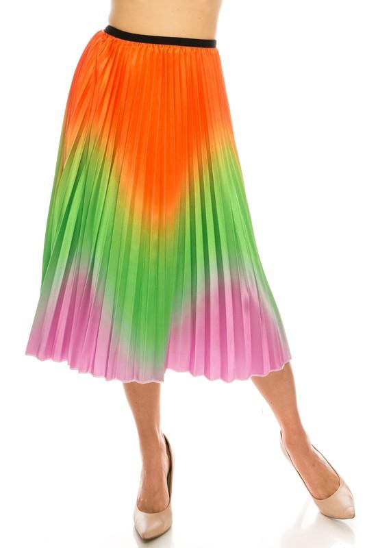 Tri-color pleated midi skirt - tikolighting