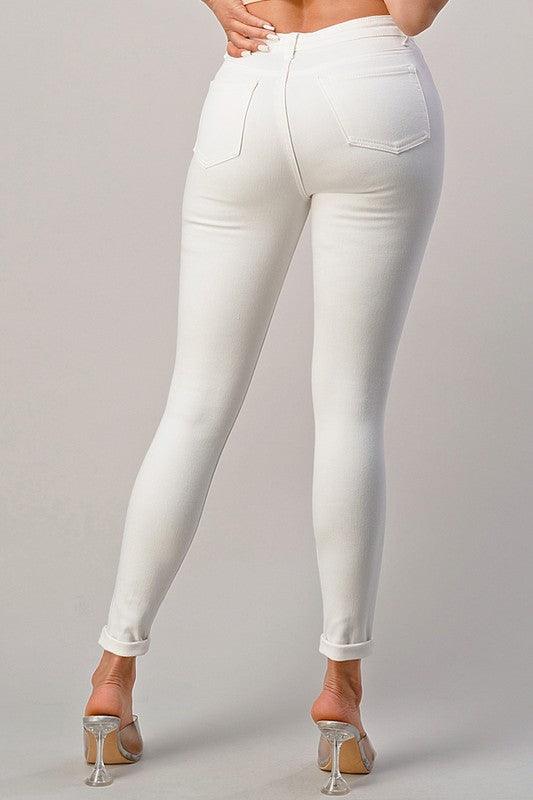 white skinny jeans with rips - RK Collections Boutique
