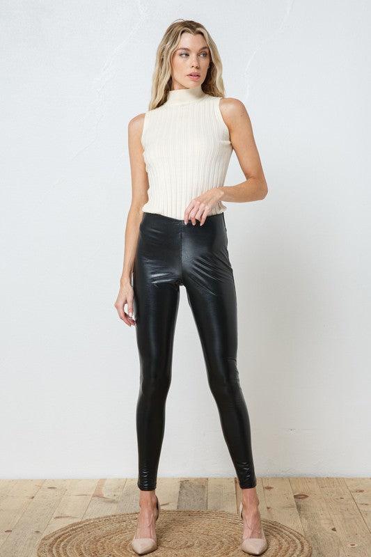 faux leather high waist legging