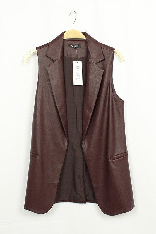 faux leather vest
