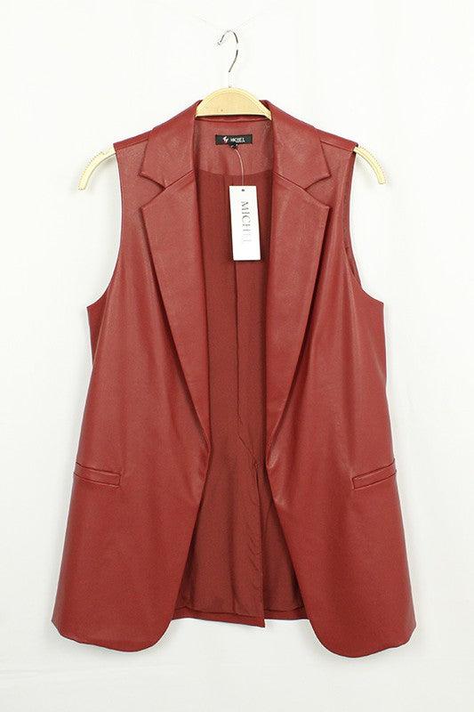 faux leather vest