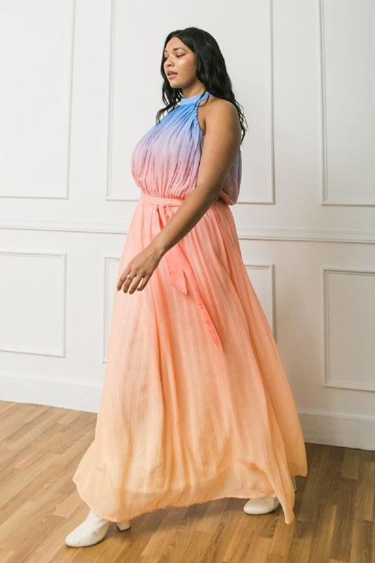 PLUS ombre pleated maxi dress - RK Collections Boutique