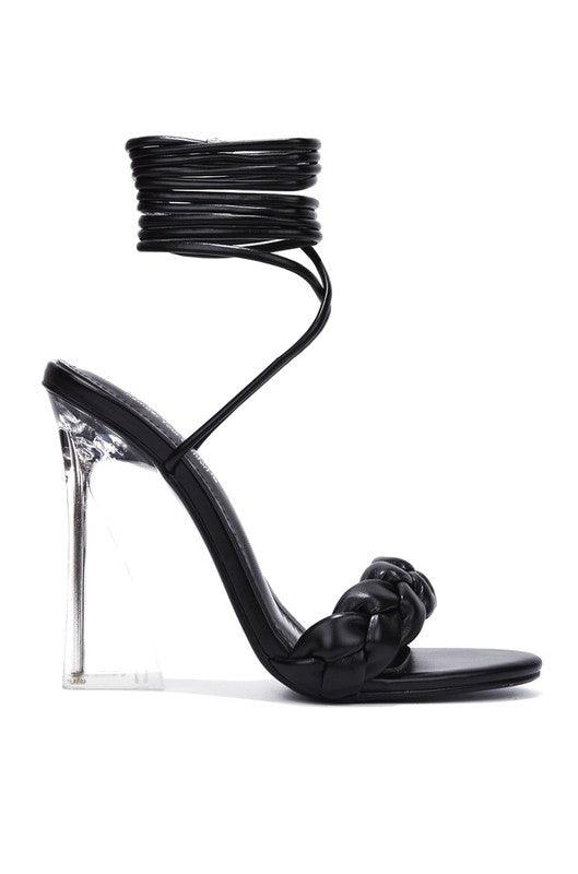 Woven glass heel tie up shoe - tikolighting