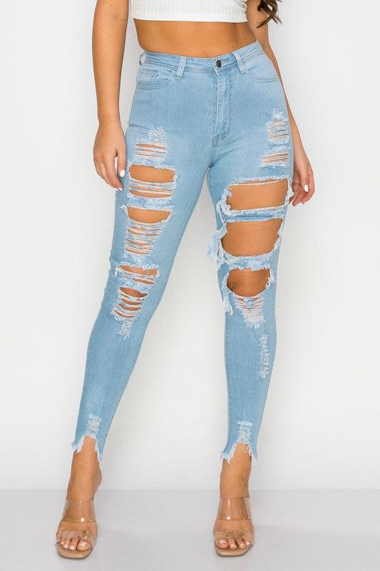 LO-190 High rise destroyed skinny jeans