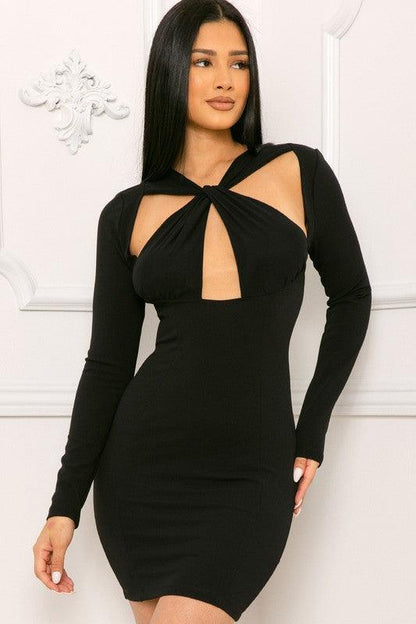 long sleeve cutout bust mini dress - RK Collections Boutique
