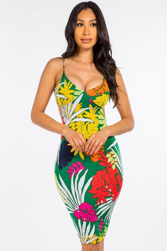 tropical floral tie back dress - tikolighting