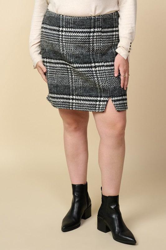 PLUS plaid wool skirt