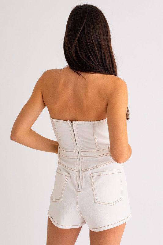 strapless denim romper - RK Collections Boutique