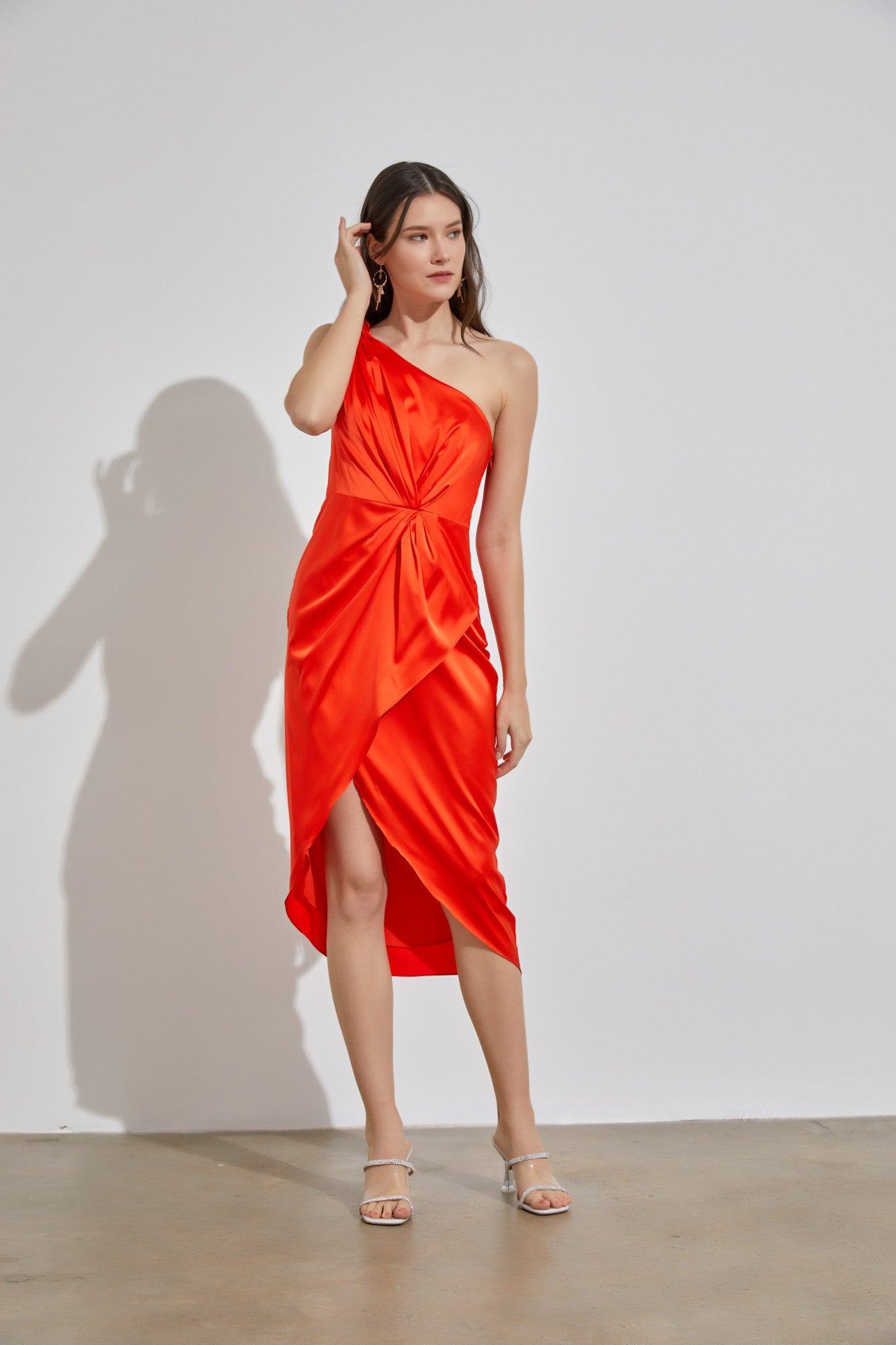 one shoulder boutique dresses Pink One-Shoulder Flower Detail Maxi Dress Moda Boutique