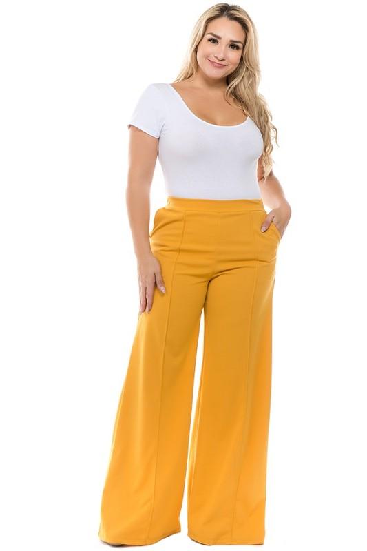 PLUS Crepe flare pants with pockets