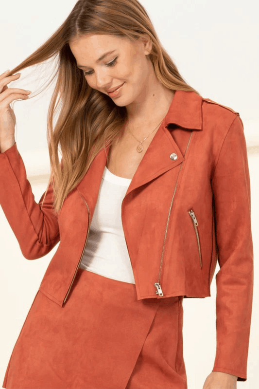 cropped faux suede jacket - tarpiniangroup