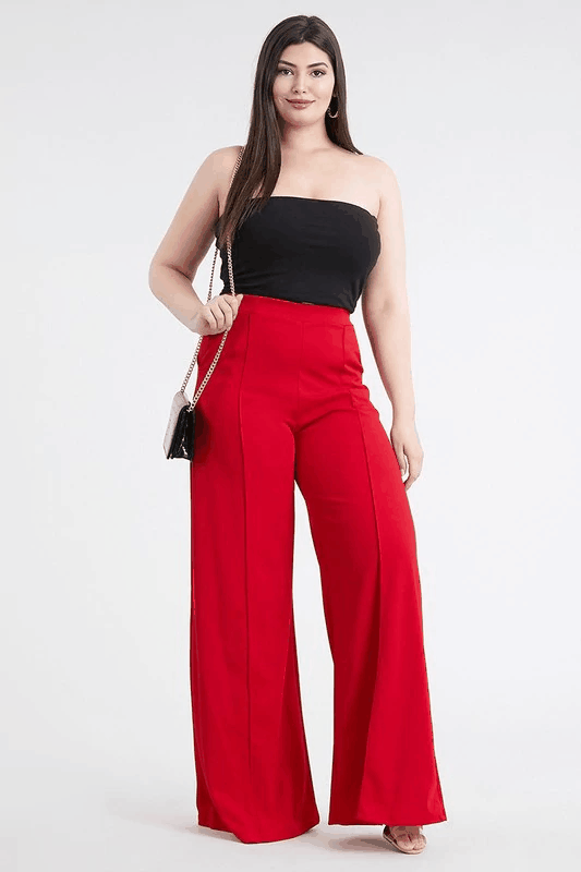PLUS Crepe flare pants with pockets