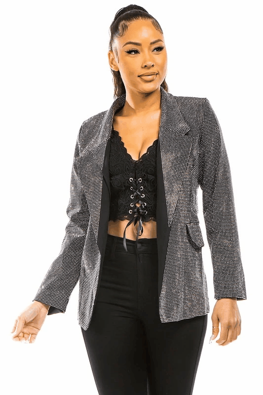 all over crystal studded blazer RK Collections Boutique