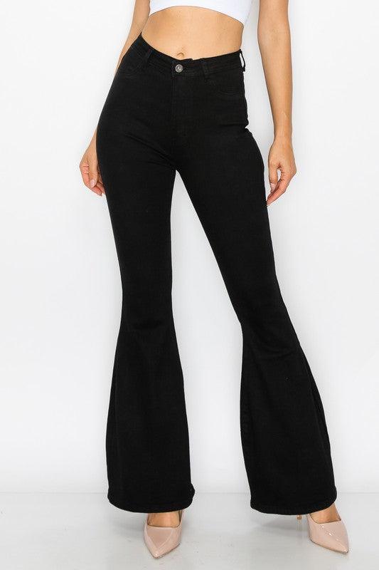 stretch high waist bell bottom jeans bc001-Jeans-Lover Brand-Black-BC001-1-tikolighting