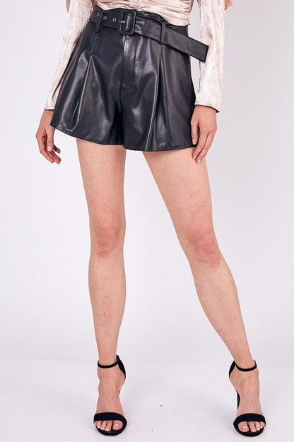 belted faux leather shorts-Shorts-Do & Be-Black-Y18953-4-tikolighting