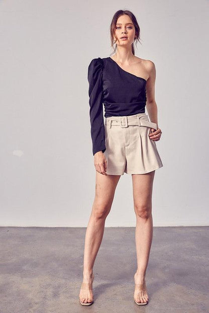 belted faux leather shorts-Shorts-Do & Be-tikolighting