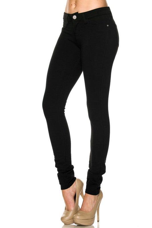 Brazilian cut mid-rise stretch skinny pants (MORE COLORS)-Jeans-JW Signature-Black-2121-1-tikolighting