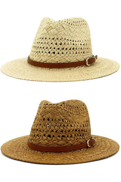 brown banded straw fedora-Accessory:Hat-Accity-tikolighting