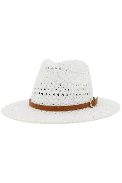brown banded straw fedora-Accessory:Hat-Accity-Ivory-CWAH062-1-tikolighting