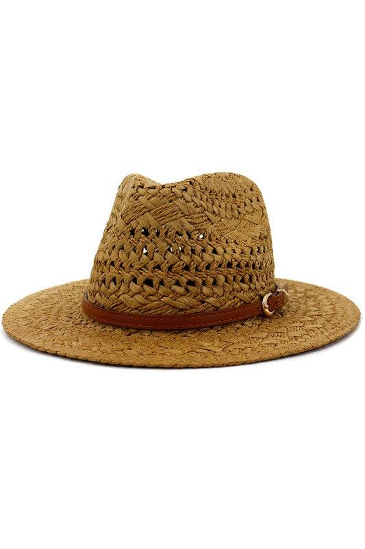 brown banded straw fedora-Accessory:Hat-Accity-Khaki-CWAH062-2-tikolighting