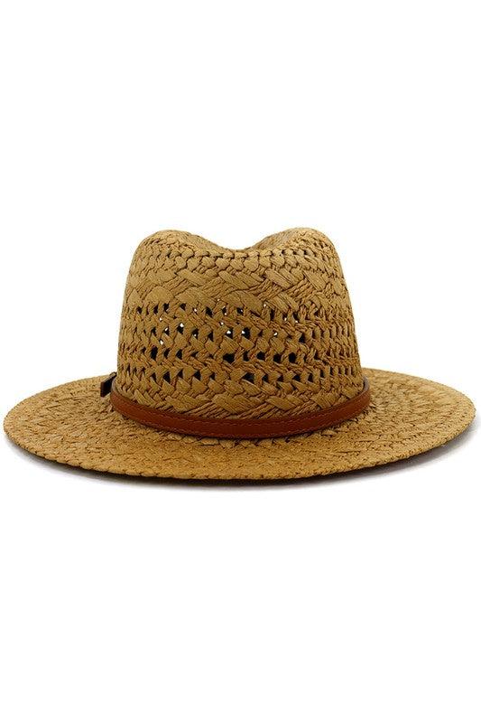 brown banded straw fedora-Accessory:Hat-Accity-tikolighting