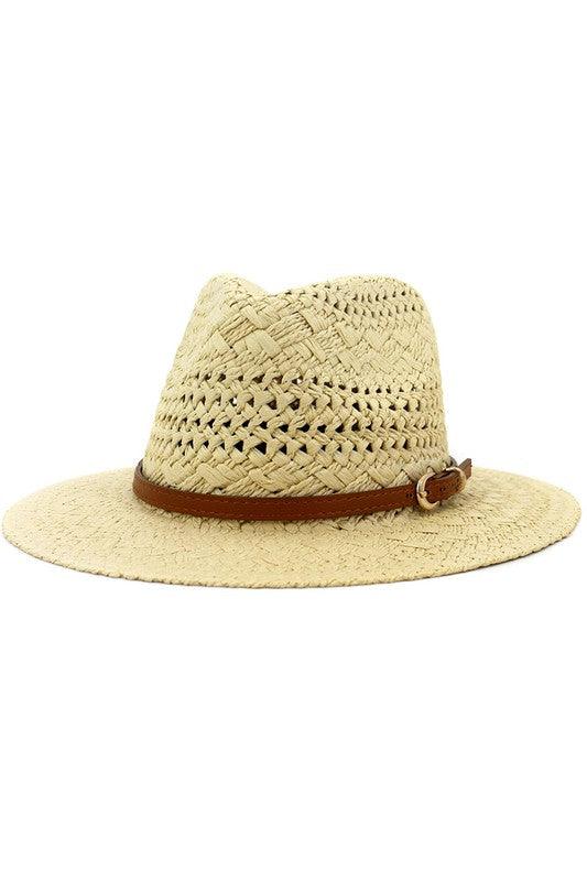 brown banded straw fedora-Accessory:Hat-Accity-Beige-CWAH062-3-tikolighting