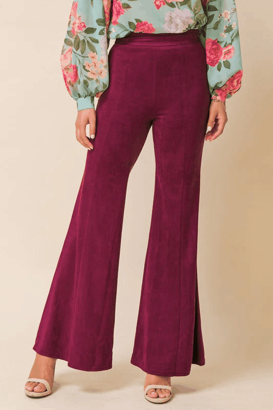 Faux suede flare pant