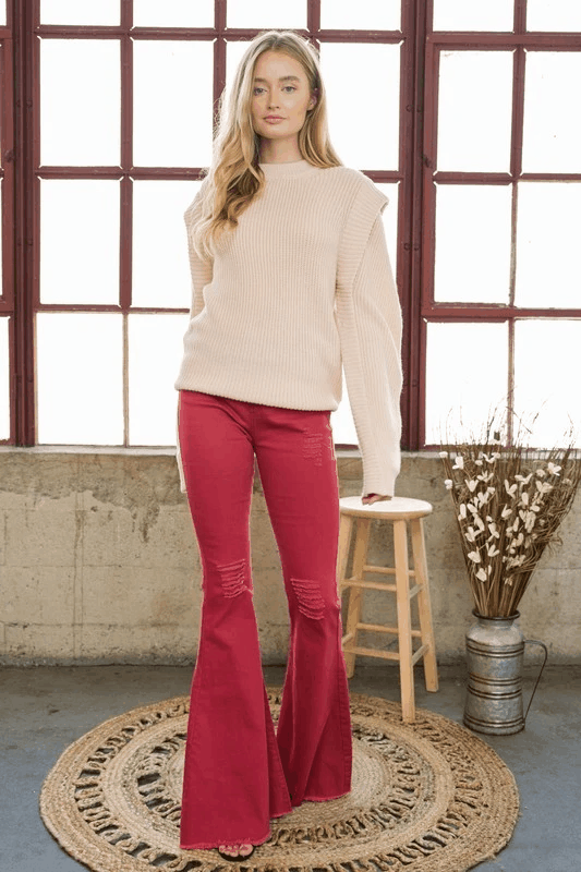 color distressed bell bottom jeans - tarpiniangroup