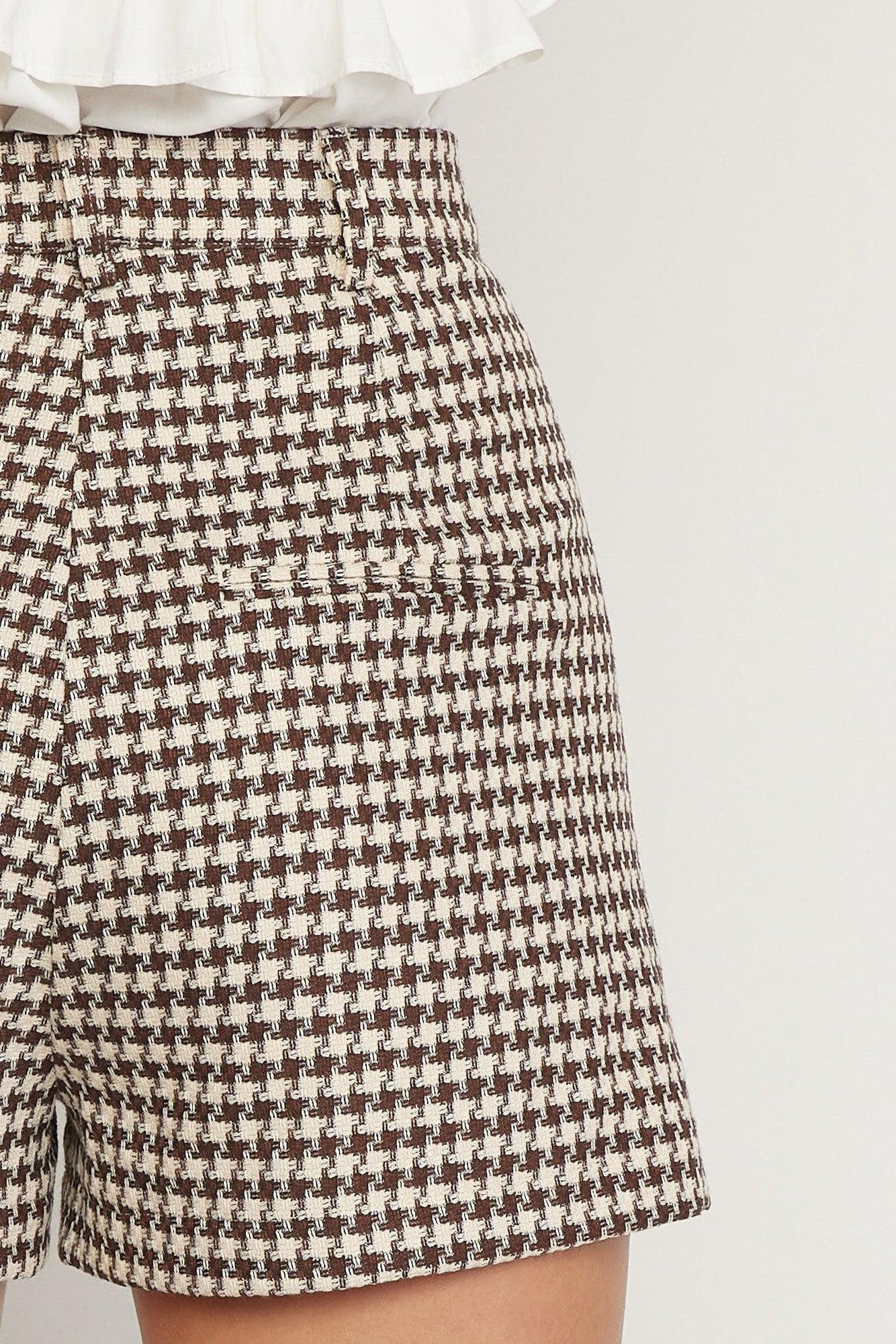 Houndstooth high-waisted shorts - RK Collections Boutique