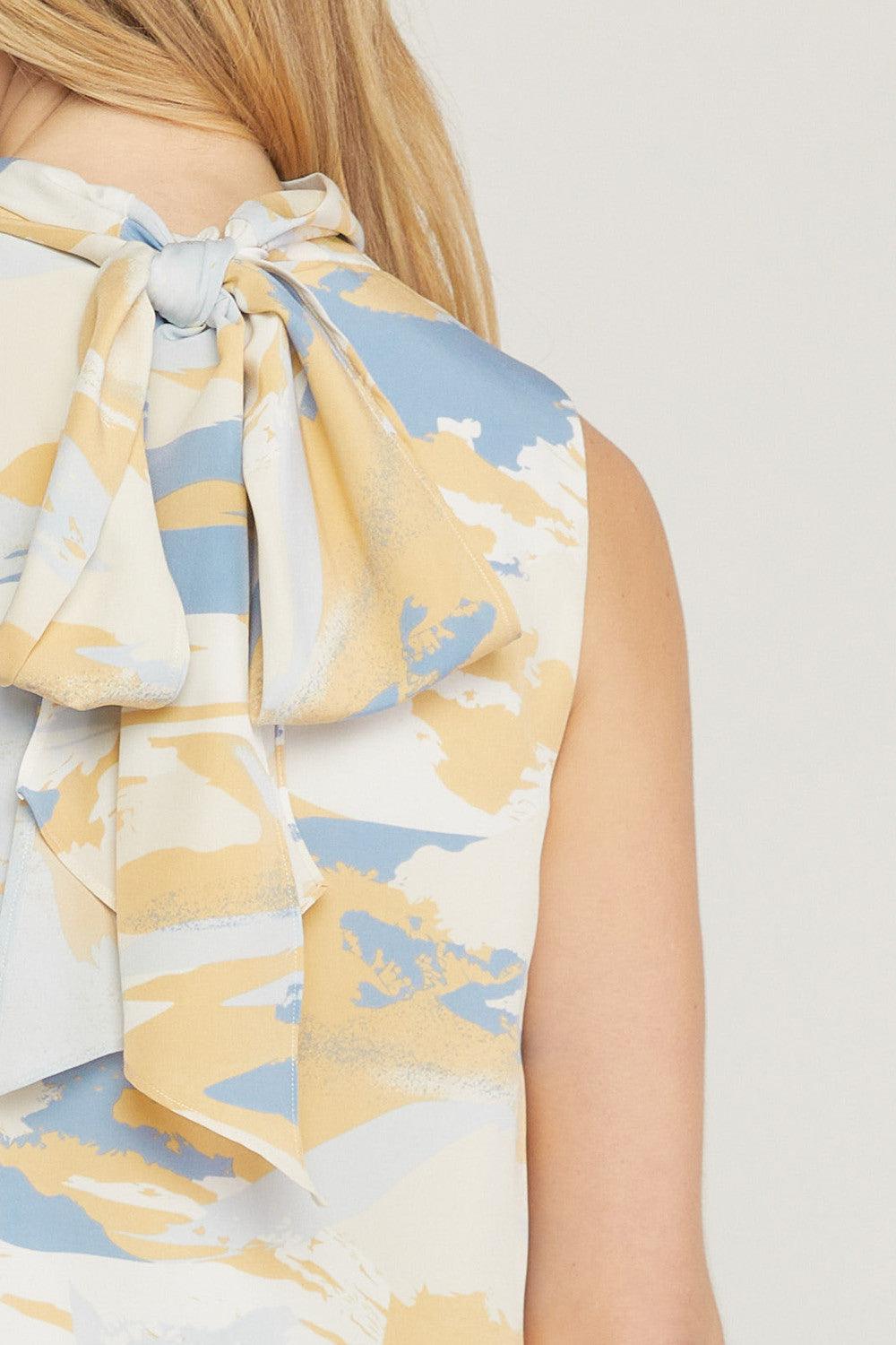 sleeveless cowl neck water color print top - RK Collections Boutique