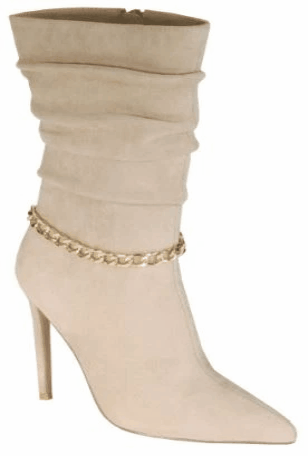 gold chain band pointed toe high heel bootie - tarpiniangroup