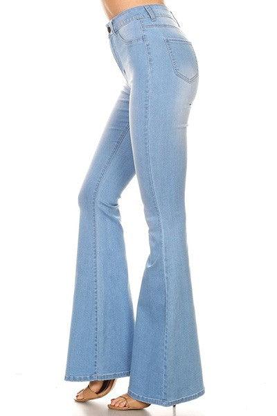 Light high waist stretch bell bottom jeans-Jeans-JC & JQ-tikolighting