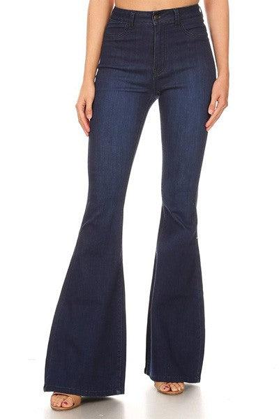 High waist stretch bell bottom jeans-Jeans-JC & JQ-Dark-GP3318-S-tikolighting