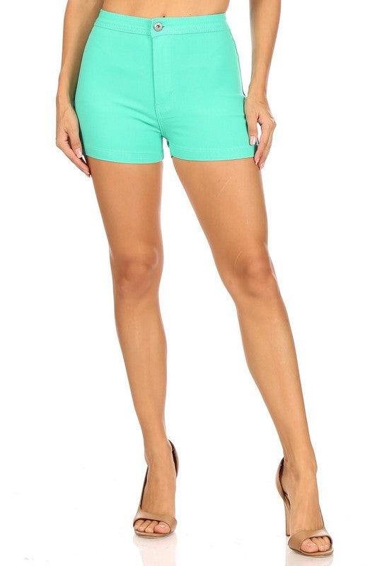 super stretch high waist color shorts-Shorts-JC & JQ-Mint-GS3050-9-tikolighting
