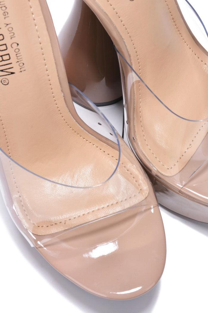 clear strap platform round chunky heel shoes - tikolighting