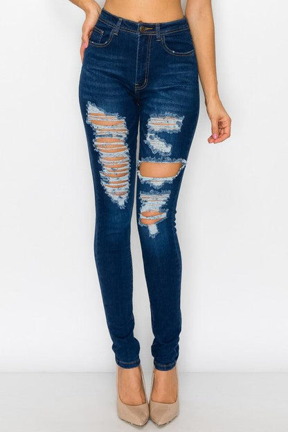 stretch high waist ripped skinny jeans LO-175-Jeans-Lover Brand-tikolighting
