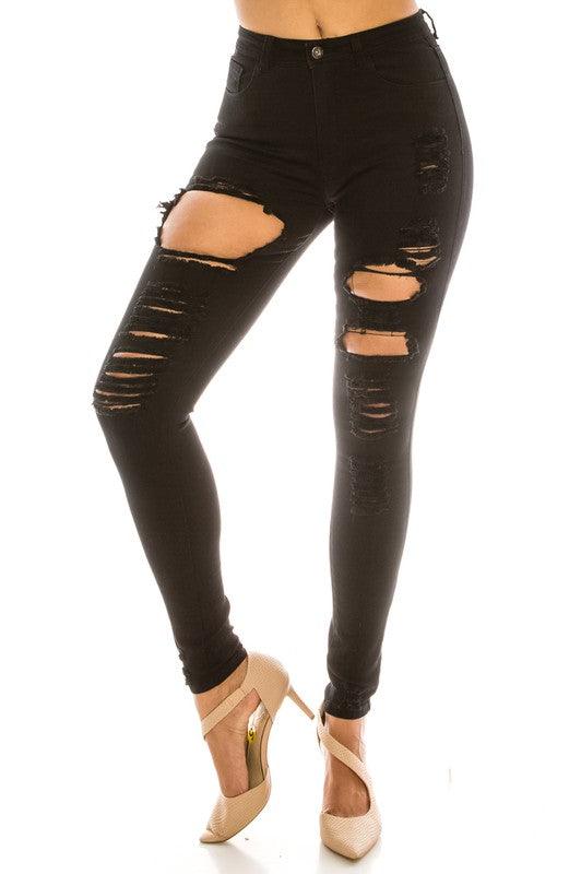 high waist destroyed skinny jeans LO-177-Jeans-Lover Brand-Black-LO-177-1-tikolighting