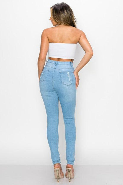 high waist distressed skinny jeans LO-182-Jeans-Lover Brand-tikolighting