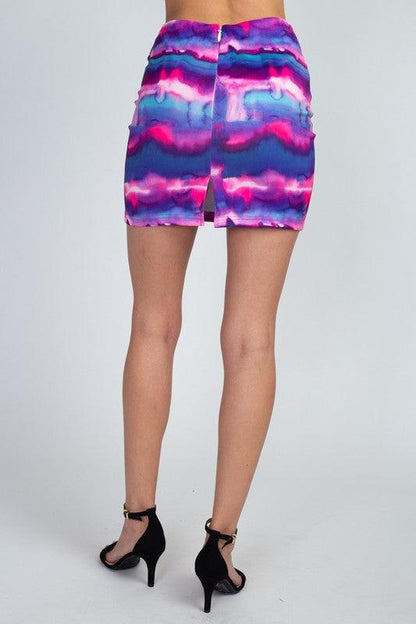 Tie-Dye Scuba Mini Skirt-Skirts-Reveuse-tikolighting