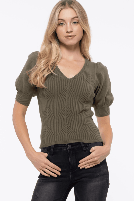 v-neck short sleeve sweater - tarpiniangroup