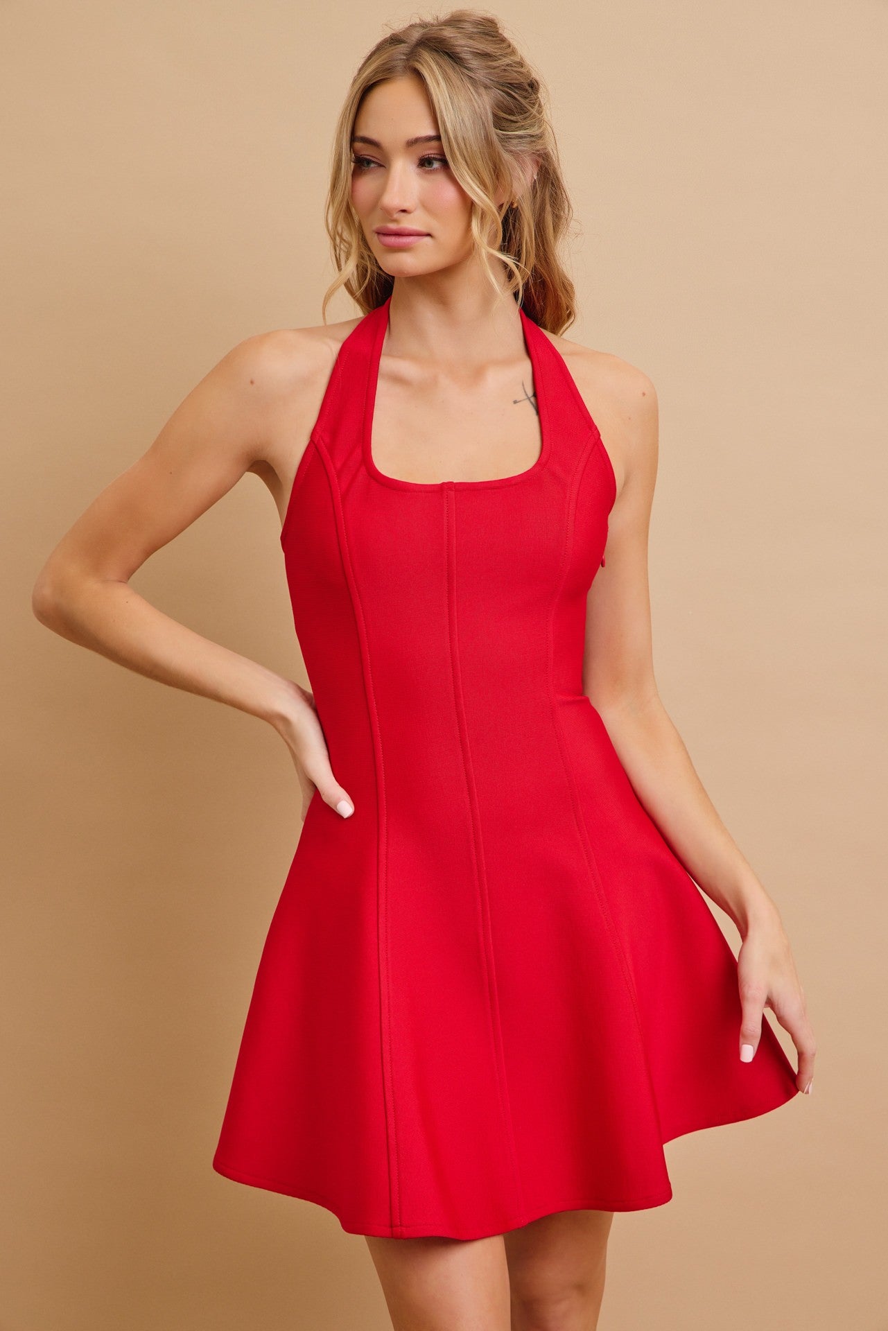 halter fit & flare bandage dress Pink / Small halter fit & flare bandage dress Pink / Small