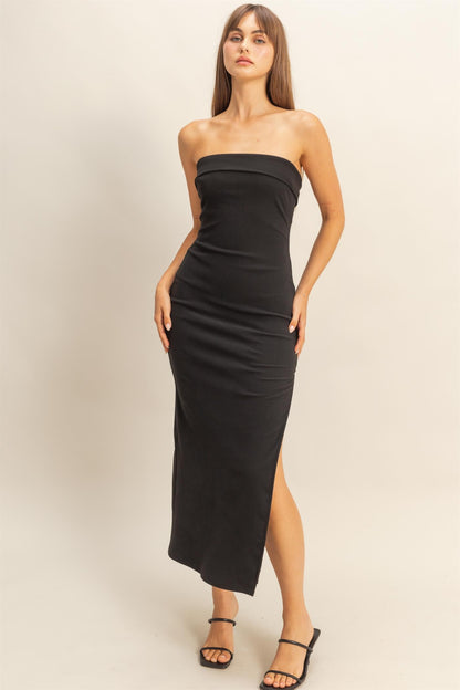 Cutout Back Strapless Bodycon Midi Dress