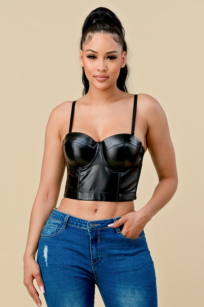 faux leather bustier